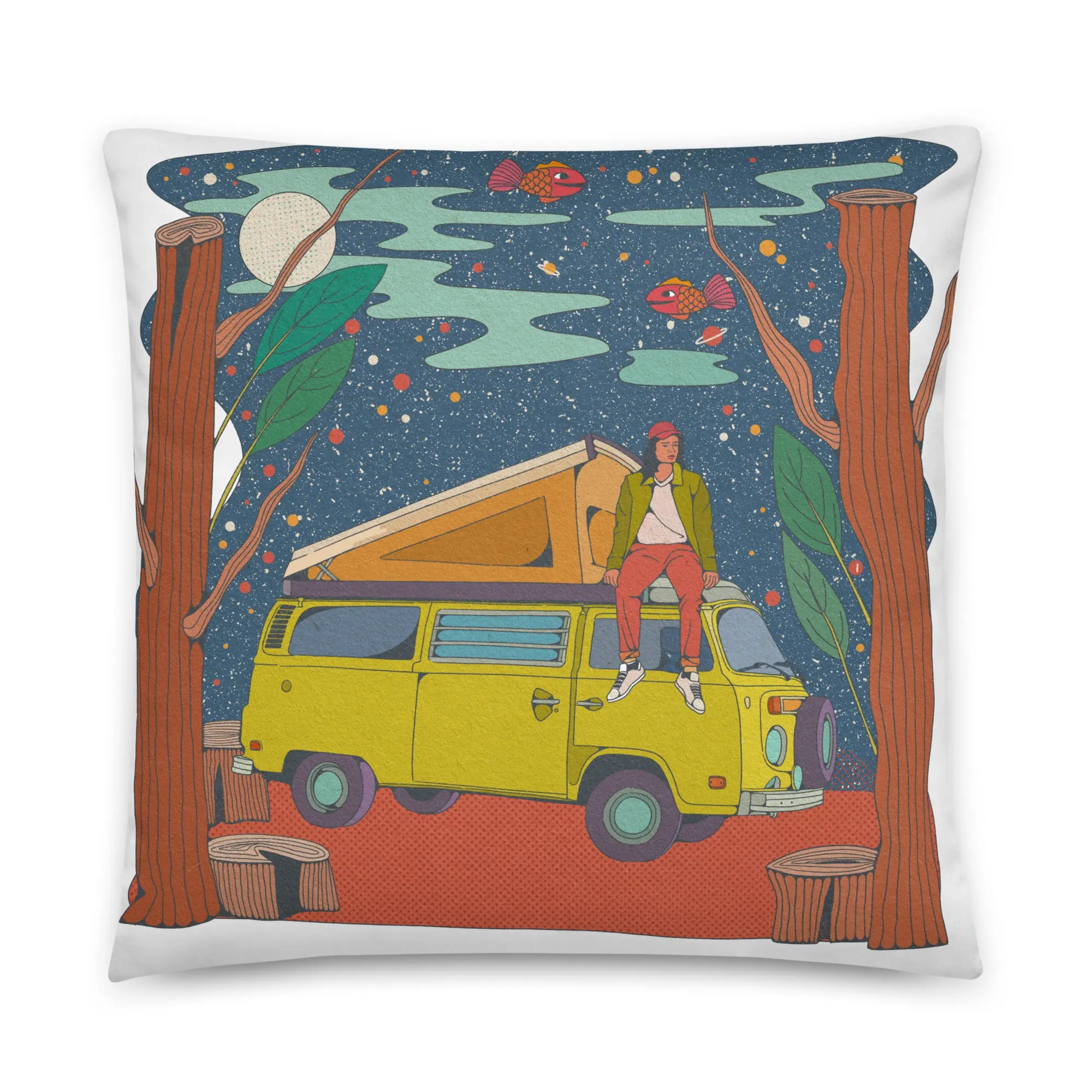 Girl On Bus Pillow